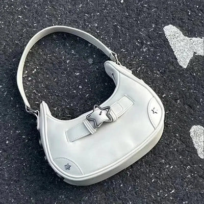 WHITE STAR SHOULDER BAG WITH UNIQUE ACCENTS
