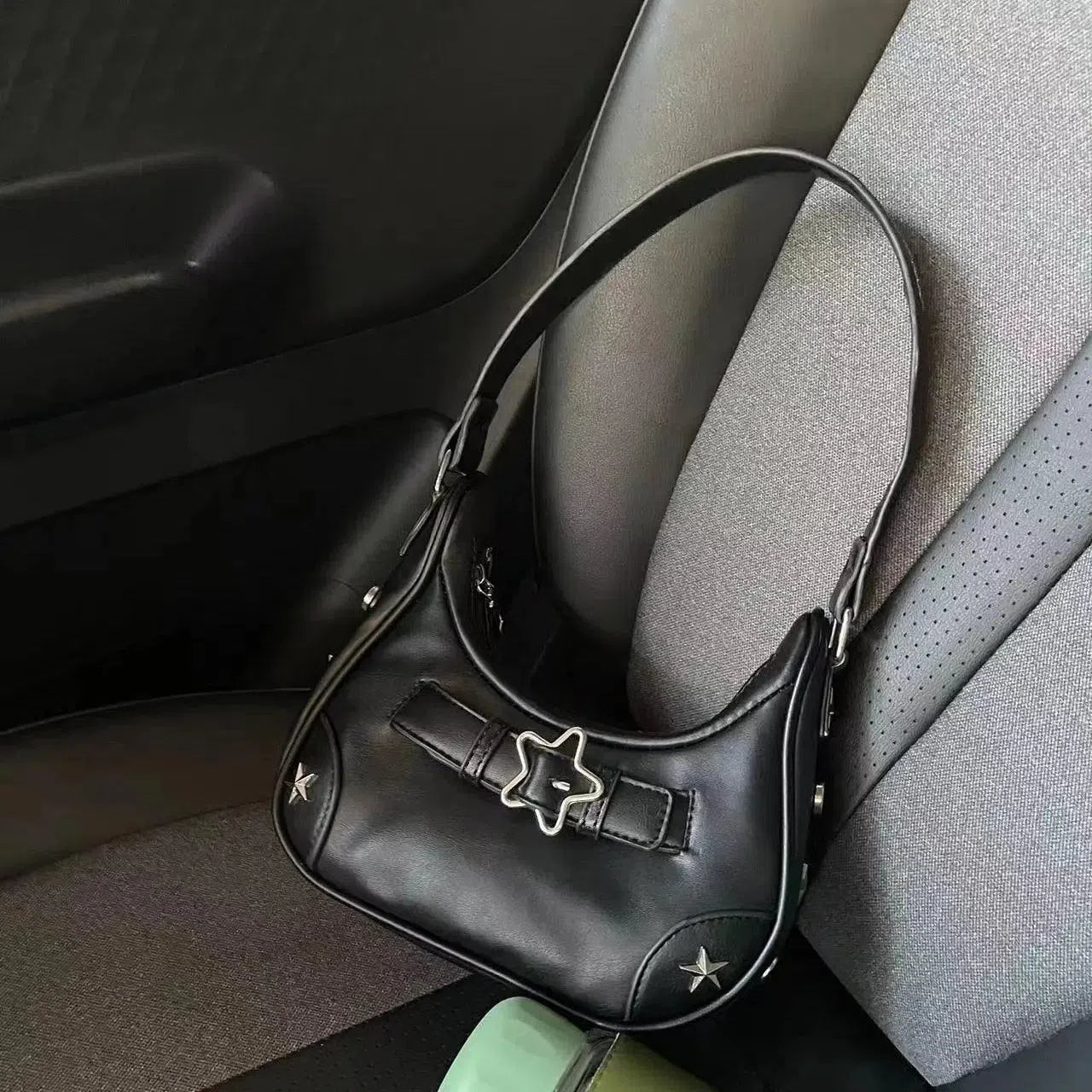 WHITE STAR SHOULDER BAG WITH UNIQUE ACCENTS