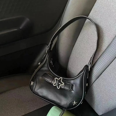 WHITE STAR SHOULDER BAG WITH UNIQUE ACCENTS