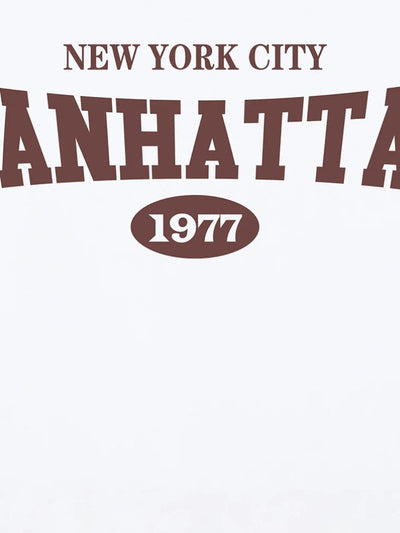 WHITE TEE SHIRT MANHATTAN 1977 DESIGN FOR NEW YORK CITY ENTHUSIASTS