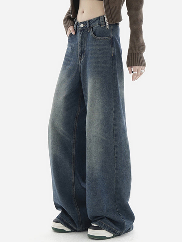 WIDE-LEG DENIM JEANS WITH FUNCTIONAL POCKETS FOR CASUAL STREET WEAR