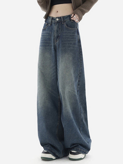 WIDE-LEG DENIM JEANS WITH FUNCTIONAL POCKETS FOR CASUAL STREET WEAR