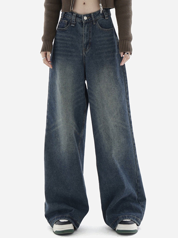 WIDE-LEG DENIM JEANS WITH FUNCTIONAL POCKETS FOR CASUAL STREET WEAR