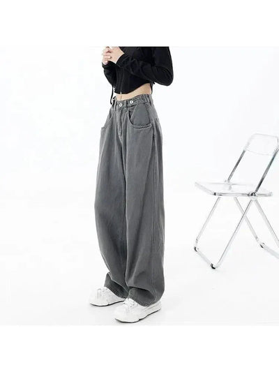 WIDE-LEG DENIM PANTS GRAY AMERICAN FLARE JEANS
