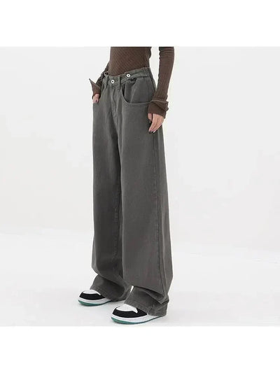 WIDE-LEG DENIM PANTS GRAY AMERICAN FLARE JEANS