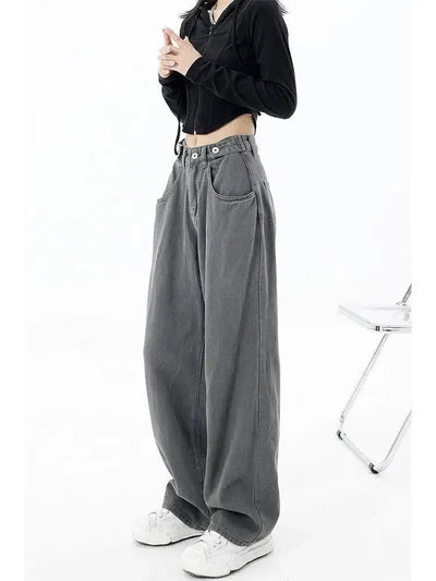 WIDE-LEG DENIM PANTS GRAY AMERICAN FLARE JEANS