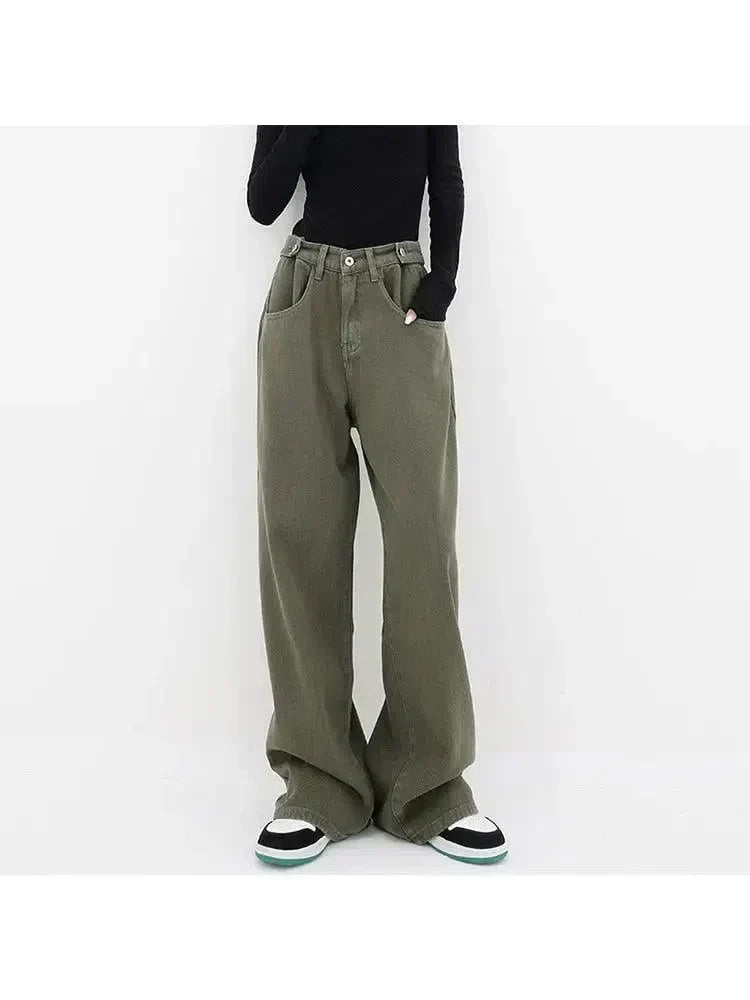 WIDE-LEG DENIM PANTS GRAY AMERICAN FLARE JEANS