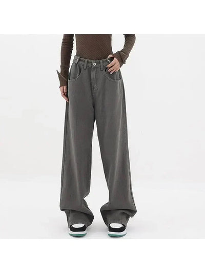 WIDE-LEG DENIM PANTS GRAY AMERICAN FLARE JEANS