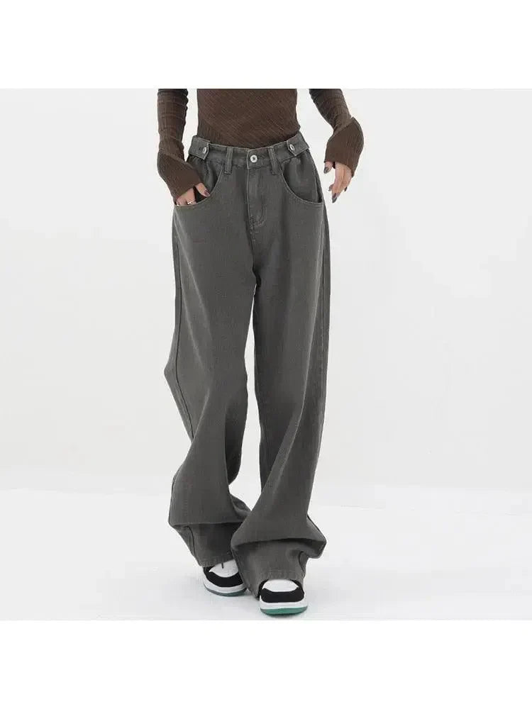 WIDE-LEG DENIM PANTS GRAY AMERICAN FLARE JEANS