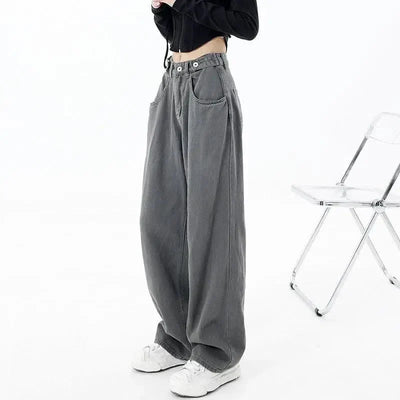 WIDE-LEG DENIM PANTS GRAY AMERICAN FLARE JEANS