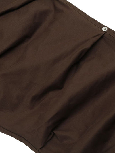 WIDE LEG PLEATED CARGO PANTS WITH SNAP CLOSURES IN BROWN