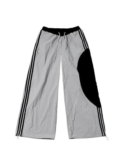 WIDE-LEG TRACK PANTS IN GRAY AND BLACK FOR Y2K WOMEN STREETWEAR