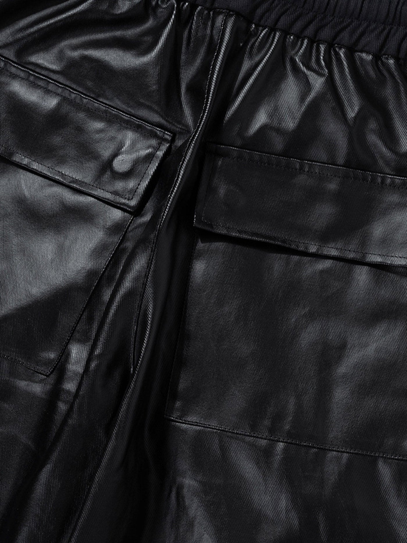 WIDE-LEGGED CARGO PANTS MATTE COATED OVERALLS