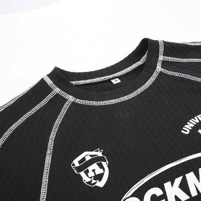 Y2K LONG SLEEVE CROP TOP IN BLACK