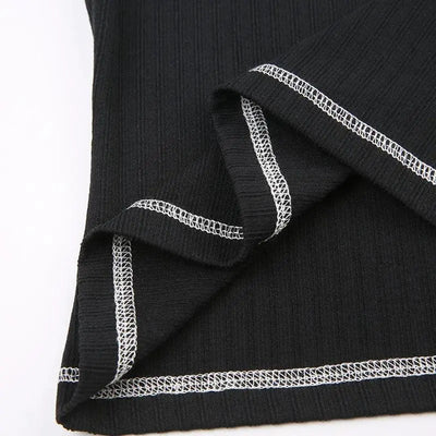 Y2K LONG SLEEVE CROP TOP IN BLACK