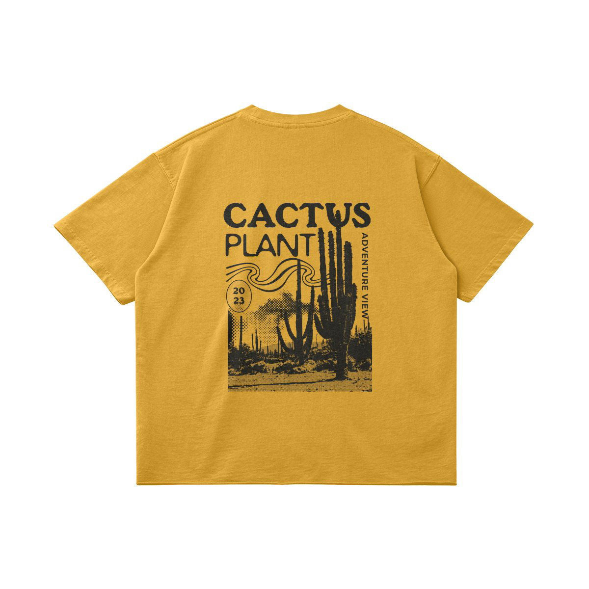 YELLOW CACTUS DESIGN T-SHIRT WITH GRAPHIC PRINT